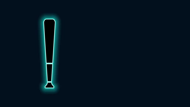 Glowing neon line Baseball bat icon isolated on black background. Sport equipment. 4K Video motion graphic animation — Stock Video