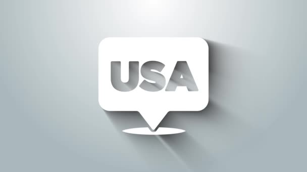 Vit USA Självständighetsikonen isolerad på grå bakgrund. Fjärde juli. Amerikas förenta stater. 4K Video motion grafisk animation — Stockvideo