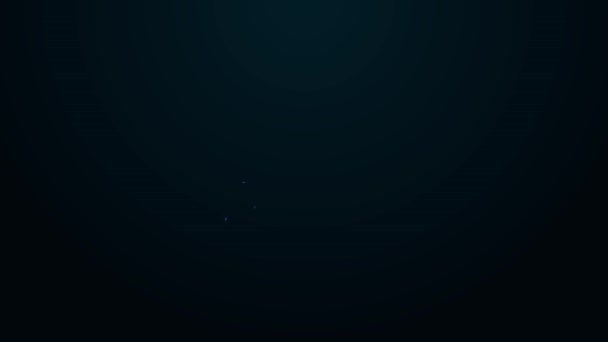 ネオンラインを輝く西カウボーイハットのアイコンは黒の背景に孤立しています。4Kビデオモーショングラフィックアニメーション — ストック動画