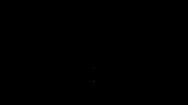 黒の背景に隔離された白い線のアメリカの星の盾のアイコン。アメリカ合衆国国旗。7月4日。アメリカ独立記念日。4Kビデオモーショングラフィックアニメーション — ストック動画