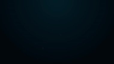 Parlayan neon çizgisi Beyzbol miğferi simgesi siyah arkaplanda izole edildi. 4K Video hareketli grafik canlandırması