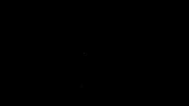 Siyah zemin üzerinde saman ve su ikonu olan beyaz çizgi kağıt bardak. Soda bardağı. Taze soğuk içecek sembolü. 4K Video hareketli grafik canlandırması