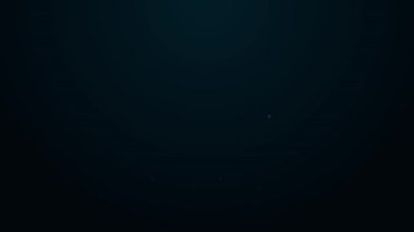 Siyah arka planda izole edilmiş parlak neon hattı kahve fincanı. 4K Video hareketli grafik canlandırması