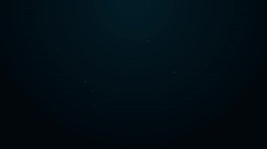 Parlayan neon hattı Burger simgesi siyah arkaplanda izole edildi. Hamburger ikonu. Çizburger sandviç tabelası. Fast food menüsü. 4K Video hareketli grafik canlandırması