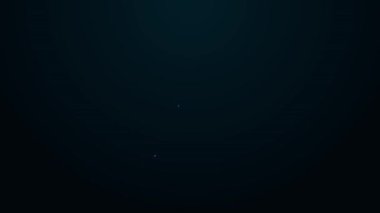 Parlayan neon çizgi simgesi siyah arkaplanda izole edildi. Gardiyan. Güvenlik, güvenlik, koruma, gizlilik kavramı. 4K Video hareketli grafik canlandırması