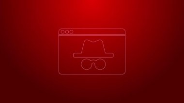 Yeşil çizgi Tarayıcı kılık değiştirmiş pencere simgesi kırmızı arkaplanda izole edildi. 4K Video hareketli grafik canlandırması