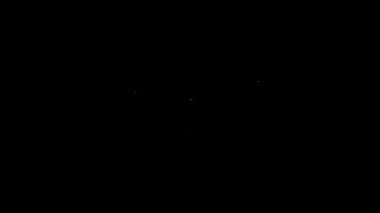 Beyaz çizgi güvenlik kamerası simgesi siyah arkaplanda izole edildi. 4K Video hareketli grafik canlandırması