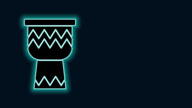 Parlayan neon hattı Drum simgesi siyah arkaplanda izole edildi. Müzik işareti. Müzik aleti sembolü. 4K Video hareketli grafik canlandırması