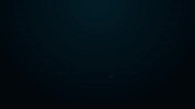 Parlayan neon çizgisi at nalı simgesi siyah arkaplanda izole edildi. 4K Video hareketli grafik canlandırması
