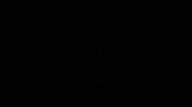 Siyah arkaplanda beyaz çizgi kürek simgesi izole edildi. Bahçe aletleri. Bahçecilik, tarım, çiftçilik aleti. 4K Video hareketli grafik canlandırması