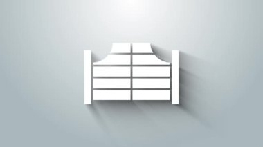 Beyaz eski batı sallanan salon kapısı simgesi gri arka planda izole edilmiş. 4K Video hareketli grafik canlandırması