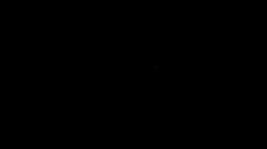 Beyaz çizgi Amerikan yerlilerinin sigara içme ikonu siyah arka planda izole edilmiş. 4K Video hareketli grafik canlandırması