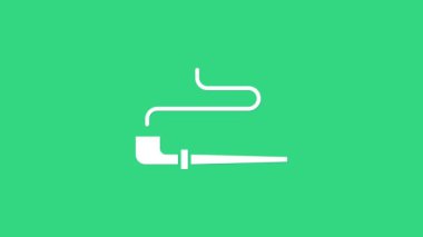 Beyaz Kızılderili sigara içme ikonu yeşil arka planda izole edildi. 4K Video hareketli grafik canlandırması