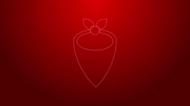 Yeşil çizgi Kovboy bandana simgesi kırmızı arkaplanda izole edildi. 4K Video hareketli grafik canlandırması