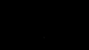 Siyah arka planda izole edilmiş beyaz çizgi haritalı taksi simgesi. Konum sembolü. 4K Video hareketli grafik canlandırması
