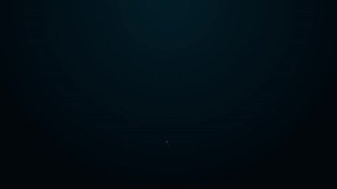 Siyah zemin üzerinde izole edilmiş taksi ikonu olan parlak neon çizgili harita işaretçisi. Konum sembolü. 4K Video hareketli grafik canlandırması