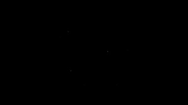 Beyaz çizgi otobüs simgesi siyah arkaplanda izole edildi. Ulaşım konsepti. Otobüs turu tabelası. Turizm ya da kamu aracı sembolü. 4K Video hareketli grafik canlandırması
