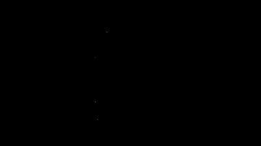 Beyaz hat tramvay ve demiryolu ikonu siyah arka planda izole edildi. Toplu taşıma sembolü. 4K Video hareketli grafik canlandırması