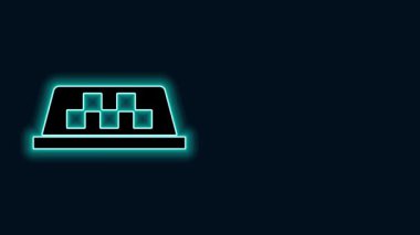 Parlak neon çizgili taksi çatısı simgesi siyah arkaplanda izole edildi. 4K Video hareketli grafik canlandırması