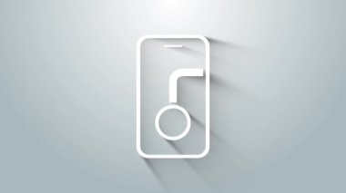 Şehir haritası yön bulma simgesinin beyaz bilgileri gri arkaplanda izole edildi. Mobil Uygulama Arayüzü tasarımı. Coğrafi konsept. 4K Video hareketli grafik canlandırması