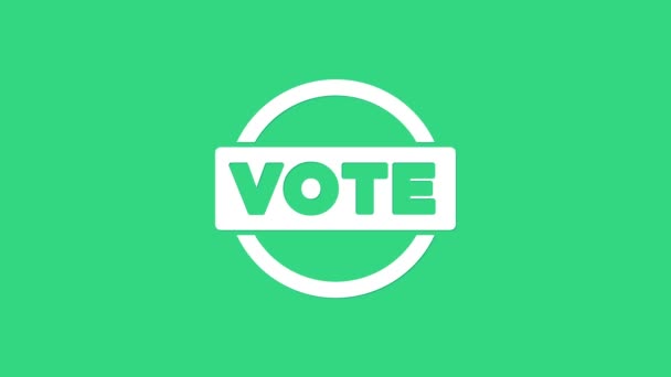 Icono de voto blanco aislado sobre fondo verde. Animación gráfica de vídeo 4K — Vídeos de Stock