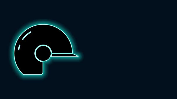 Linha de néon brilhante Ícone de capacete de beisebol isolado no fundo preto. Animação gráfica em movimento de vídeo 4K — Vídeo de Stock