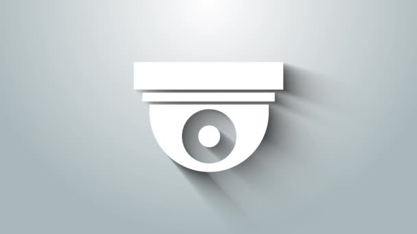 Wit beveiligingscamera pictogram geïsoleerd op grijze achtergrond. 4K Video motion grafische animatie — Stockvideo