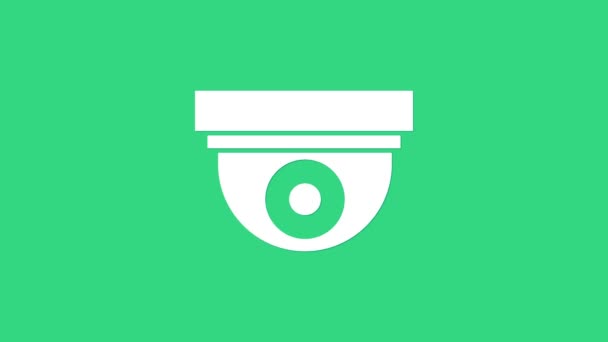 Weißes Symbol der Überwachungskamera isoliert auf grünem Hintergrund. 4K Video Motion Grafik Animation — Stockvideo