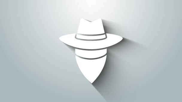 White Cowboy icon isolated on grey background. 4K Video motion graphic animation — Stock Video