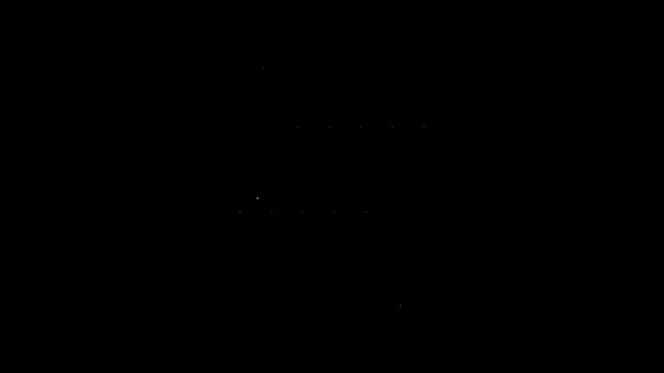 Белая линия Пан флейта значок изолирован на черном фоне. Традиционный перуанский музыкальный инструмент. Зампона. Народный инструмент из Перу, Боливии и Мексики. Видеографическая анимация 4K — стоковое видео