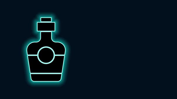 Gloeiende neon lijn Tequila fles pictogram geïsoleerd op zwarte achtergrond. Mexicaanse alcohol drank. 4K Video motion grafische animatie — Stockvideo
