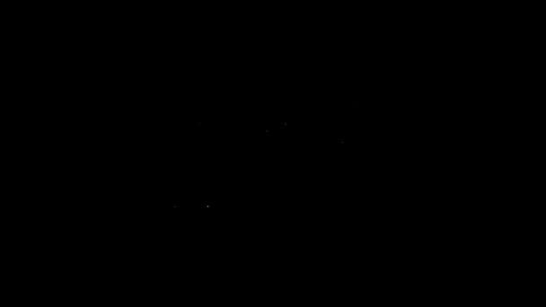 Bílá čára Revolver zbraň ikona izolované na černém pozadí. Grafická animace pohybu videa 4K — Stock video