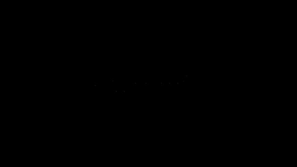 Linha branca Kayak e ícone de remo isolado no fundo preto. Caiaque e canoa para pesca e turismo. Atividades ao ar livre Animação gráfica em movimento de vídeo 4K — Vídeo de Stock