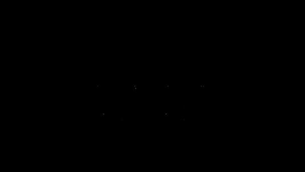 White line Wild west covered wagon icon isolated on black background. 4K Video motion graphic animation — Stock Footage White line Wild west covered wagon icon isolated on black background. 4K Video motion graphic animation Stock Footage