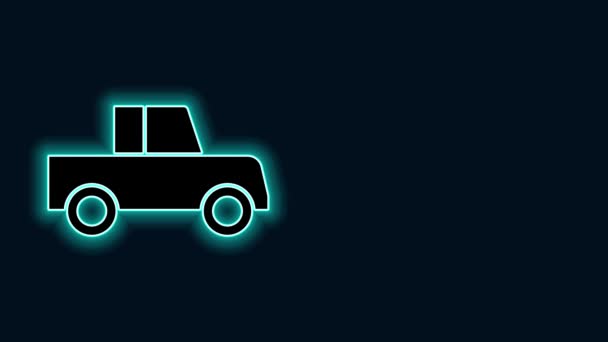 Linia luminoasă de neon Pictograma auto izolată pe fundal negru. Privire din faţă. 4K Animație grafică în mișcare video — Videoclip de stoc