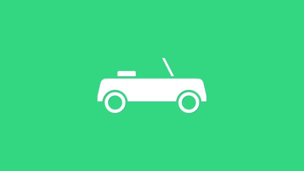 Icono de coche blanco aislado sobre fondo verde. Vista frontal. Animación gráfica de vídeo 4K — Vídeos de Stock