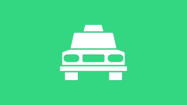 Ikon mobil Taksi Putih diisolasi dengan latar belakang hijau. Animasi grafis gerak Video 4K — Stok Video