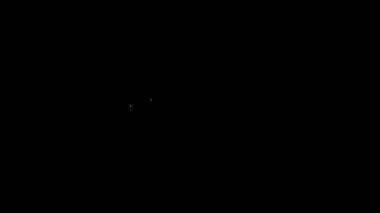 Beyaz çizgi direksiyon simgesi siyah arkaplanda izole edildi. Araba tekeri ikonu. 4K Video hareketli grafik canlandırması