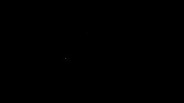 Beyaz çizgili alyans simgesi siyah arkaplanda izole edilmiş. Gelin ve damat mücevher tabelası. Evlilik sembolü. Elmas yüzük. 4K Video hareketli grafik canlandırması