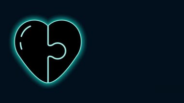 Parlayan neon çizgisi kalp simgesi siyah arkaplanda izole edildi. Romantik sembol, bağlanma, tutku ve düğün. Sevgililer Günü sembolü. 4K Video hareketli grafik canlandırması