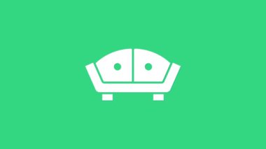 Beyaz Koltuk simgesi yeşil arkaplanda izole edildi. 4K Video hareketli grafik canlandırması