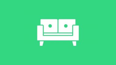 Beyaz Koltuk simgesi yeşil arkaplanda izole edildi. 4K Video hareketli grafik canlandırması