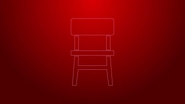 Kırmızı arkaplanda yeşil çizgi sandalye simgesi izole edildi. 4K Video hareketli grafik canlandırması