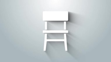 Beyaz Koltuk simgesi gri arkaplanda izole edildi. 4K Video hareketli grafik canlandırması