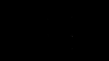 Beyaz çizgi ranza simgesi siyah arkaplanda izole edildi. 4K Video hareketli grafik canlandırması