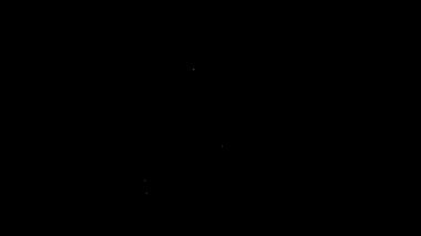 Beyaz çizgi televizyon masası simgesi siyah arkaplanda izole edildi. 4K Video hareketli grafik canlandırması