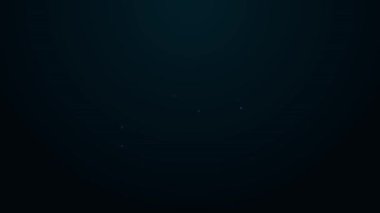 Parlak neon hattı. Siyah arkaplanda iki ya da bir kişi için büyük yatak. 4K Video hareketli grafik canlandırması