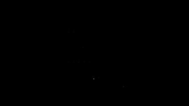 Beyaz çizgi Kütüphane kitaplığı simgesi siyah arkaplanda izole edildi. 4K Video hareketli grafik canlandırması