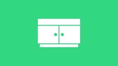 Yeşil arka planda beyaz çekmece simgesi izole edildi. 4K Video hareketli grafik canlandırması