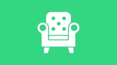 Beyaz Kol Koltuğu simgesi yeşil arkaplanda izole edildi. 4K Video hareketli grafik canlandırması